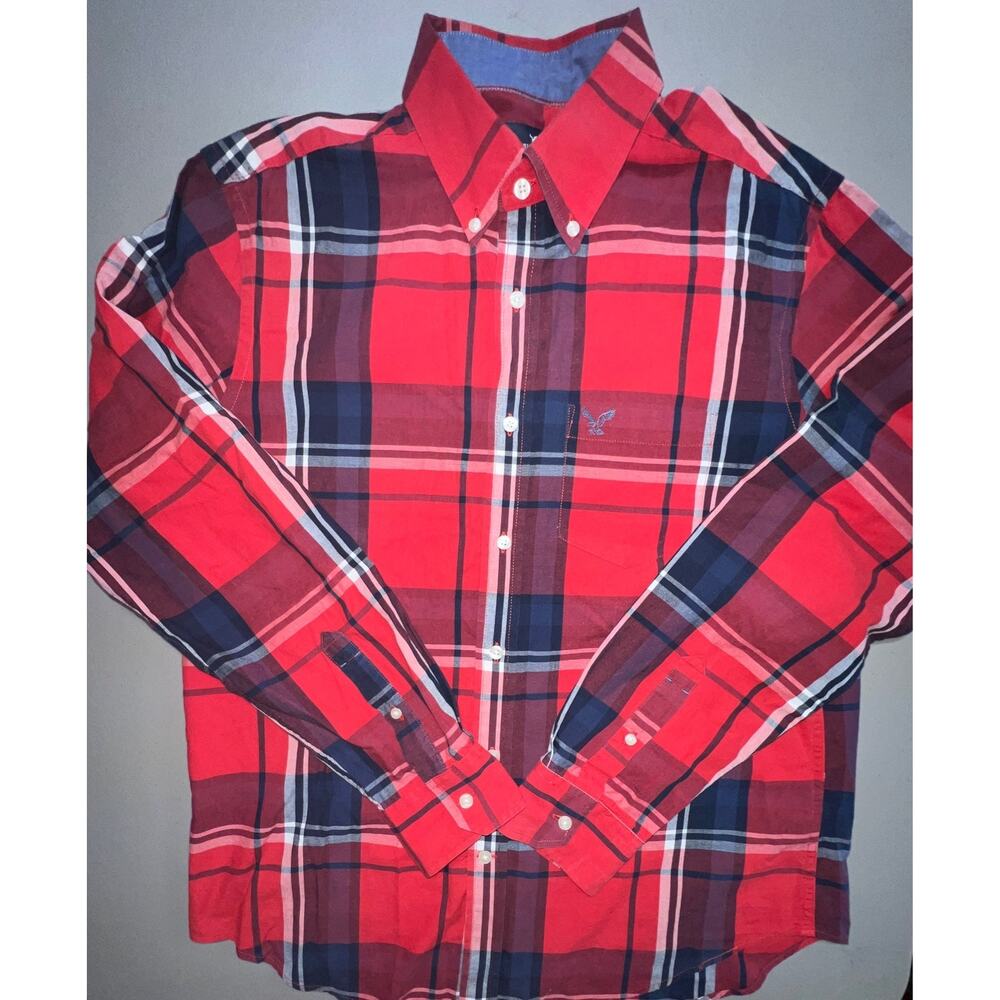 American Eagle Button Down Plaid Shirt Mens M